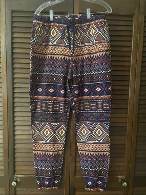 21men Navy, Rust, Cream Patterned Jogger Pants